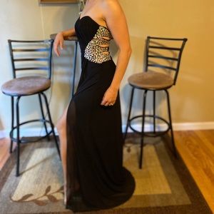 Black prom/gown like dress w/front slit